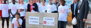 Apprentis d'Auteuil pose la première pierre des futurs locaux du Service d'Accompagnement et d'Insertion à Visée Professionnelle (SAAIVP)