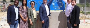 Antoine Hoareau pose la première pierre du nouveau bassin d'orage de la station d'épuration eauvitale de Dijon métropole