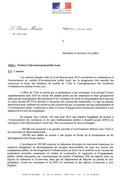 800 M&euro; mobilis&eacute;s en faveur des communes et EPCI.