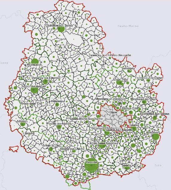 nombre d&rsquo;associations localis&eacute;es en fonction de leur si&egrave;ge social source : CD21, RNA