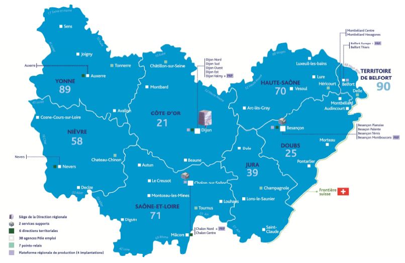 P&ocirc;le emploi en Bourgogne-Franche-Comt&eacute; 