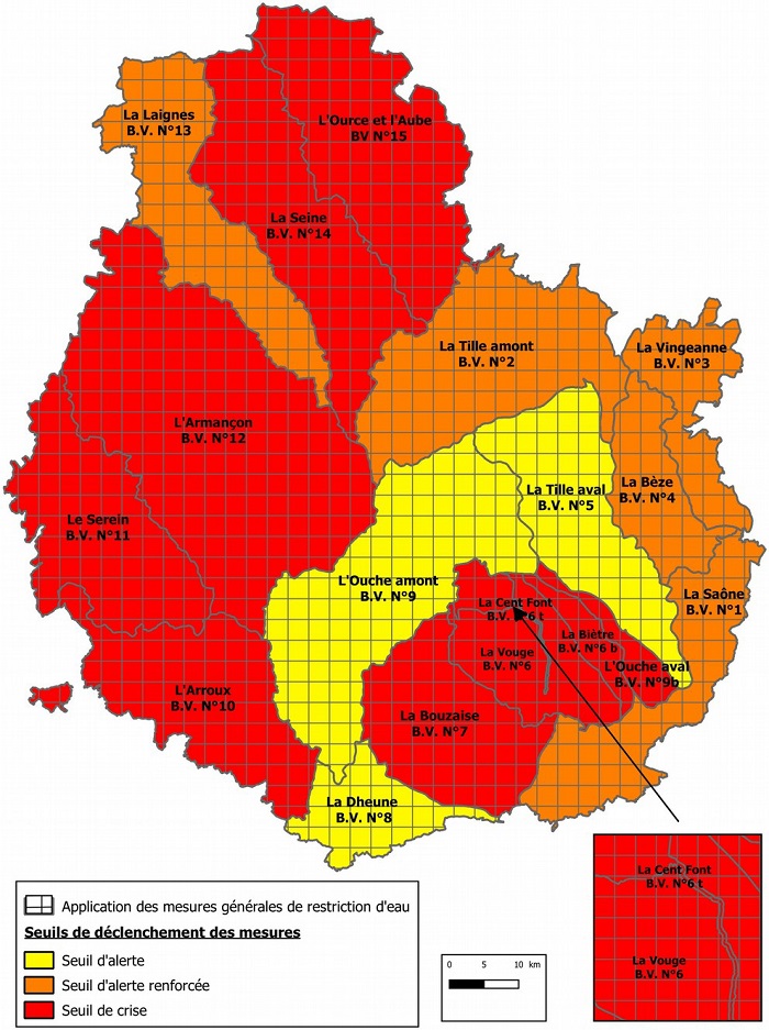 Les mesures de restriction d'utilisation de l'eau en C&ocirc;te-d'Or s'accentuent !
