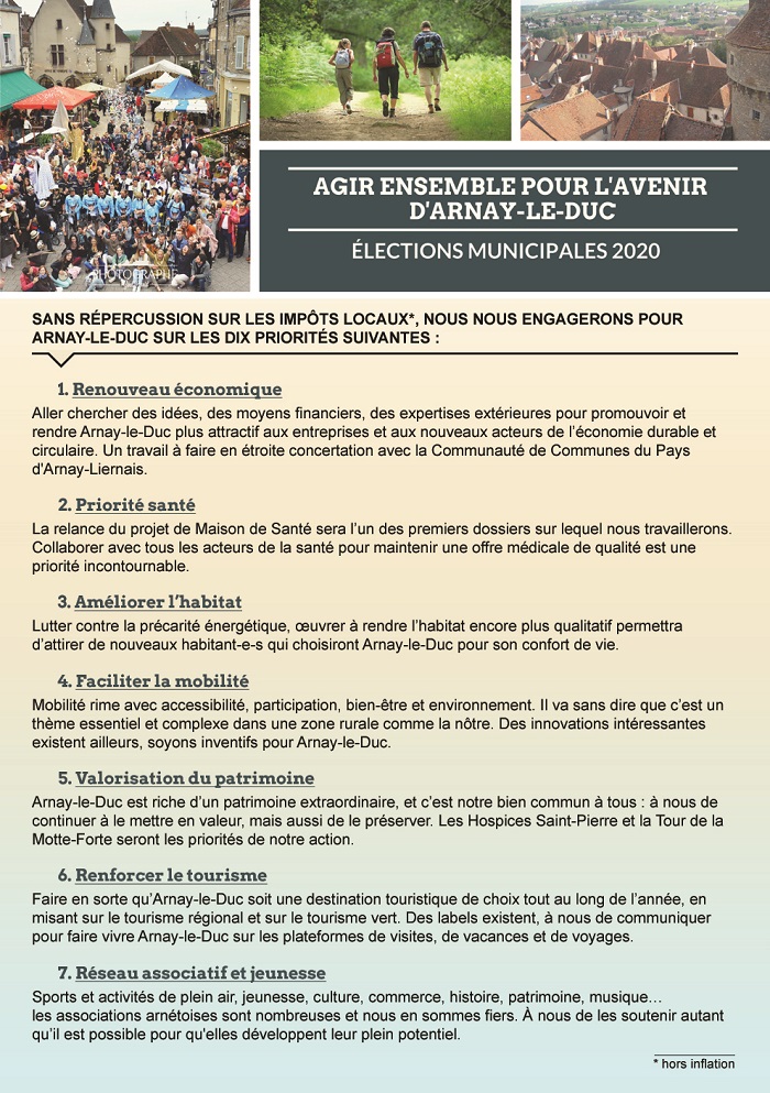 Jean-Fran&ccedil;ois Cautain, Agir ensemble pour l&rsquo;avenir d&rsquo;Arnay-le-Duc