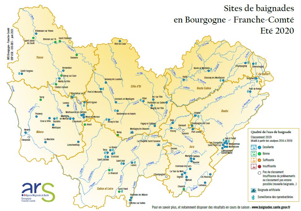 Des eaux de baignades de bonne qualit&eacute; en Bourgogne-Franche-Comt&eacute;