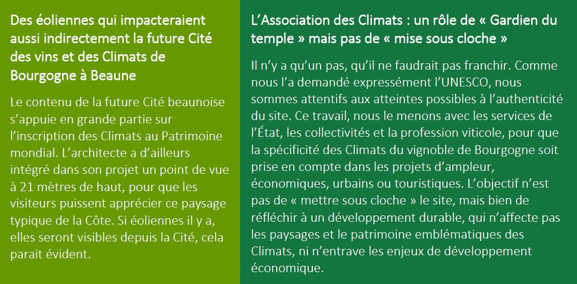 Projets éoliens, l’Association des Climats du vignoble de Bourgogne tire la sonnette d’alarme Projets éoliens, l’Association des Climats du vignoble de Bourgogne tire la sonnette d’alarme