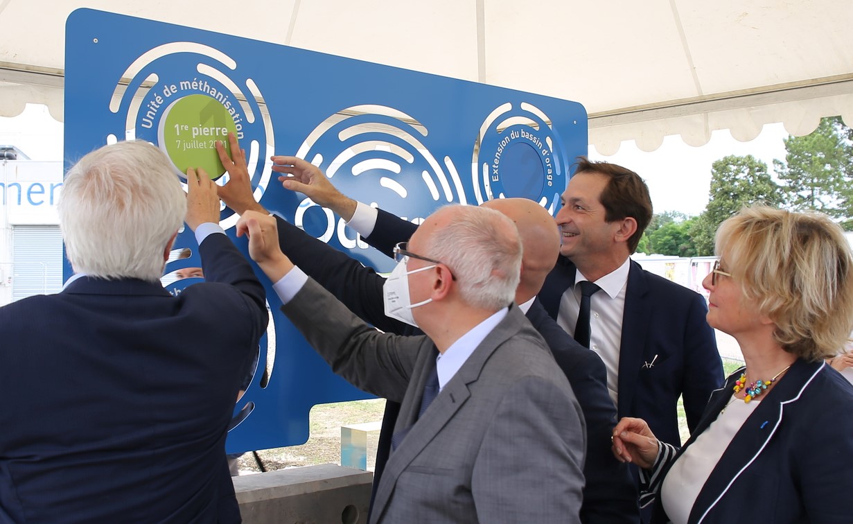 pose de la 1&egrave;re pierre de l&rsquo;unit&eacute; de m&eacute;thanisation d&rsquo;Odivea