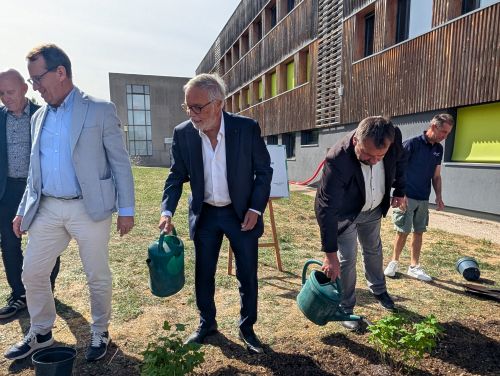 Elus et partenaires ont planté du cassis noir de Bourgogne pour lancer les travaux d'Agronov 2 ©Nadège Hubert Elus et partenaires ont planté du cassis noir de Bourgogne pour lancer les travaux d'Agronov 2 ©Nadège Hubert